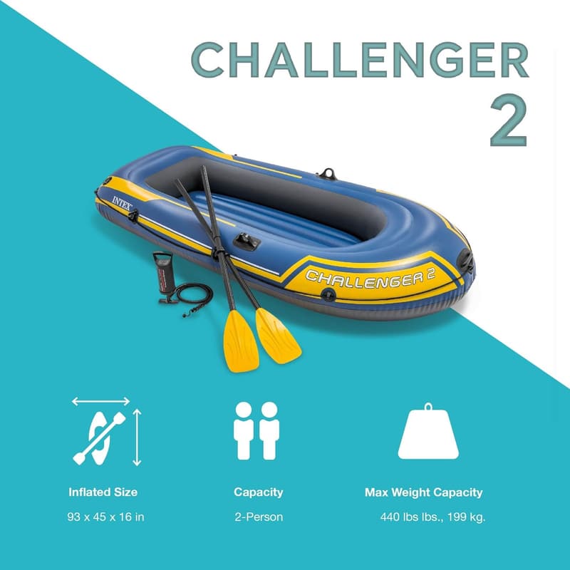 Intex Challenger 2 Schlauchboot Blau/Gelb, 236 cm, 1 Person