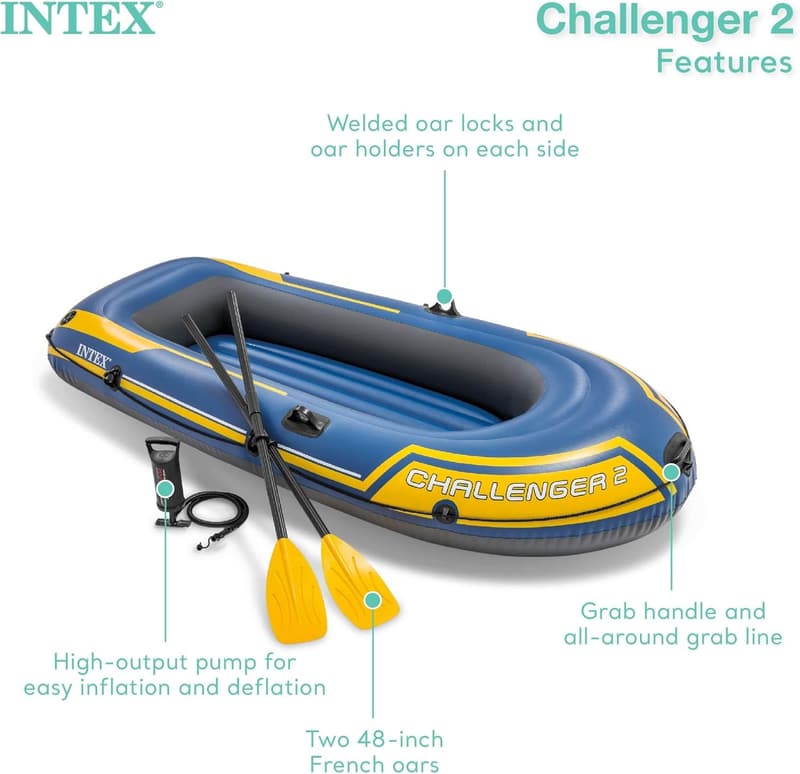 Intex Challenger 2 Schlauchboot Blau/Gelb, 236 cm, 1 Person