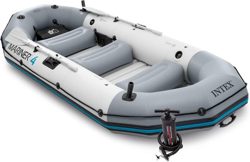 Intex Mariner 4 Schlauchboot Set mit Paddel und Pumpe – grau, 328 x 145 x 48 cm