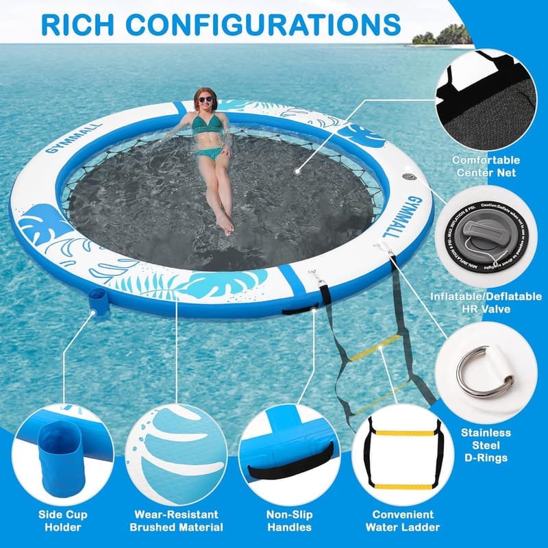 Aufblasbarer Pool-Schwimmer für Erwachsene mit Cup-Halter und Netz, 243 cm