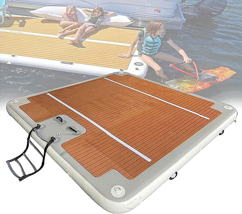 Aufblasbares Wasserdock 3x3 m – Tragbare Schwimminsel für Angler