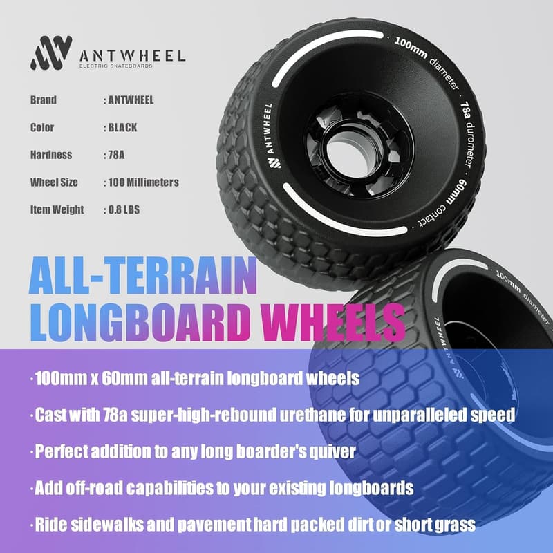 ANTWHEEL All-Terrain Urethan-Räder für Elektro-Skateboards, 100 mm, 78A