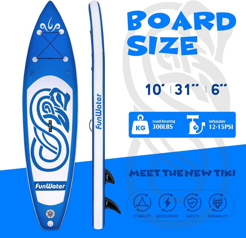 Aufblasbares SUP Paddleboard für Erwachsene mit verstellbarem Paddel und Zubehör