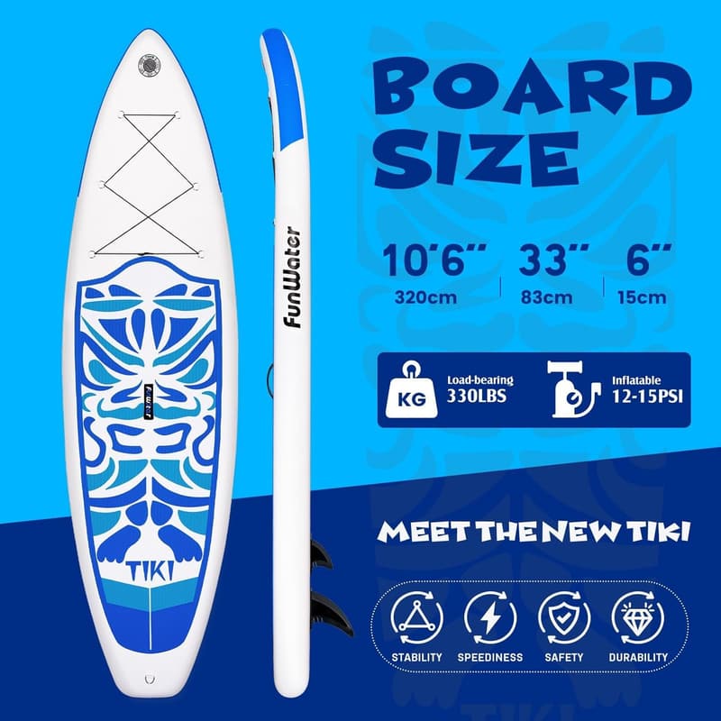 Aufblasbares SUP Paddleboard für Erwachsene mit verstellbarem Paddel und Zubehör