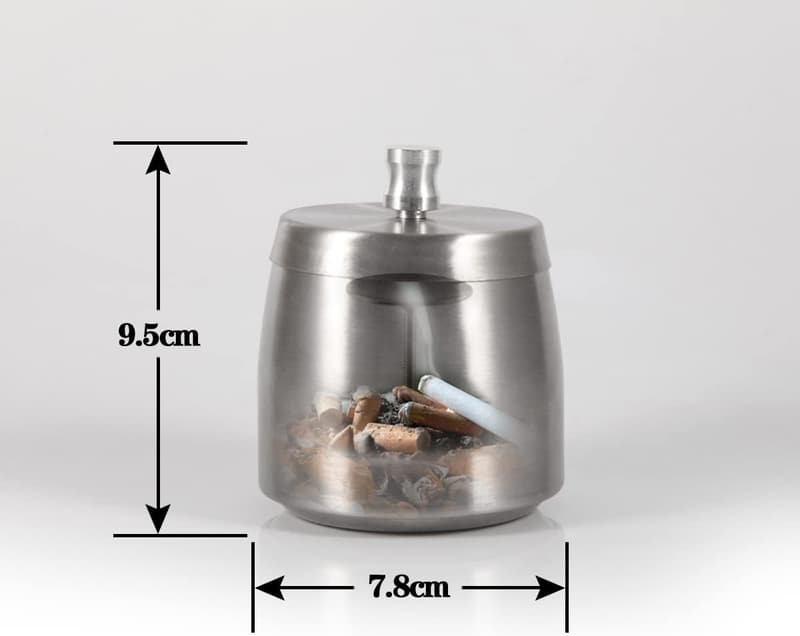 Winddichter Edelstahl-Aschenbecher mit Deckel für drinnen und draußen