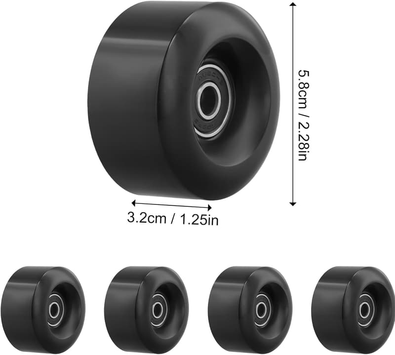 Ersatzrollen für Quad-Skates – 4 Stück PU-Räder 58x32mm mit Lagern