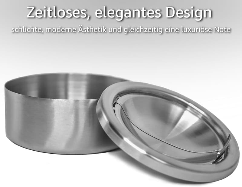 Edelstahl-Windaschenbecher mit Deckel, 12 cm – für drinnen & draußen