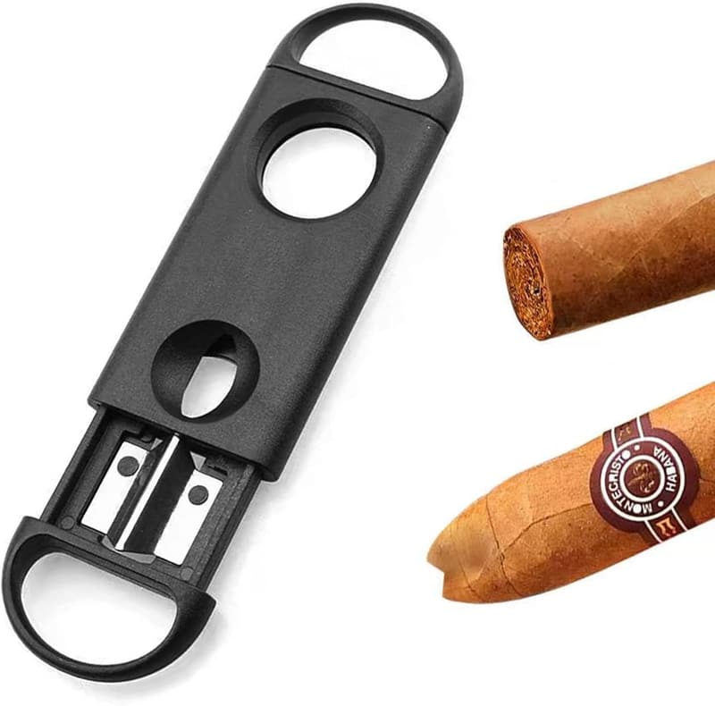 Zigarrenabschneider mit V-förmiger Klinge – Schwarz, 2-in-1 Clipper