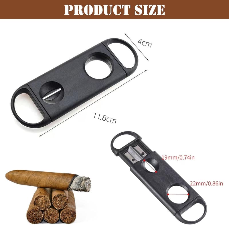 Zigarrenabschneider mit V-förmiger Klinge – Schwarz, 2-in-1 Clipper