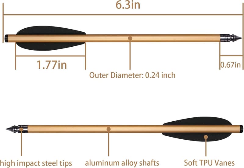 Aluminium Armbrustbolzen mit Stahlspitzen für 50-80 lbs - Präzisionszielmunition