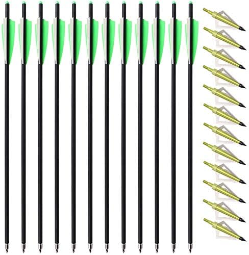 20 Zoll Kohlenstoff Armbrustpfeile mit 3-Blatt-Jagdspitzen 100 Grain