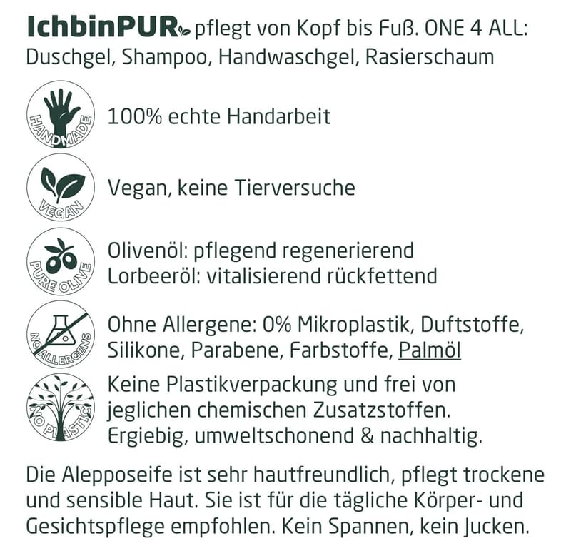 Aleppo Seife 3er-Pack (420g) – 95% Olivenöl, plastikfrei, naturbelassen