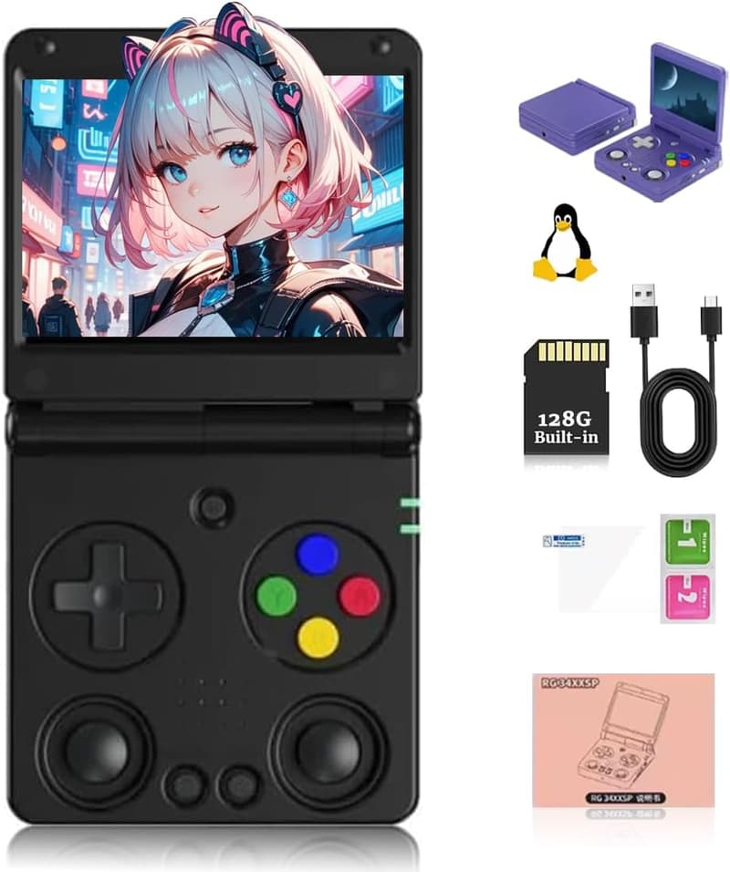 Retro Handheld Spielkonsole mit 8000+ Spielen und 128G TF-Karte