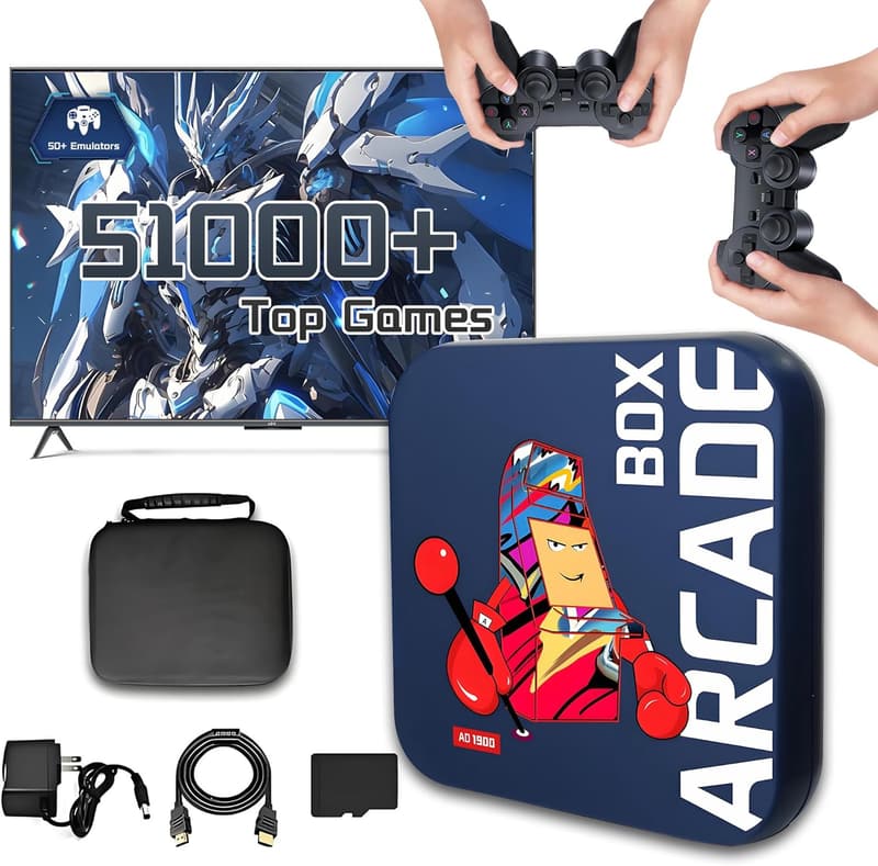 Retro Spielkonsole mit 51000 Spielen und 2 Wireless Controllern, 4K HDMI