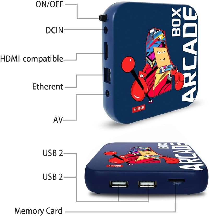 Arcade Box Spielkonsole 128GB mit 40.000+ Spielen – Retro 4K HD für Kinder