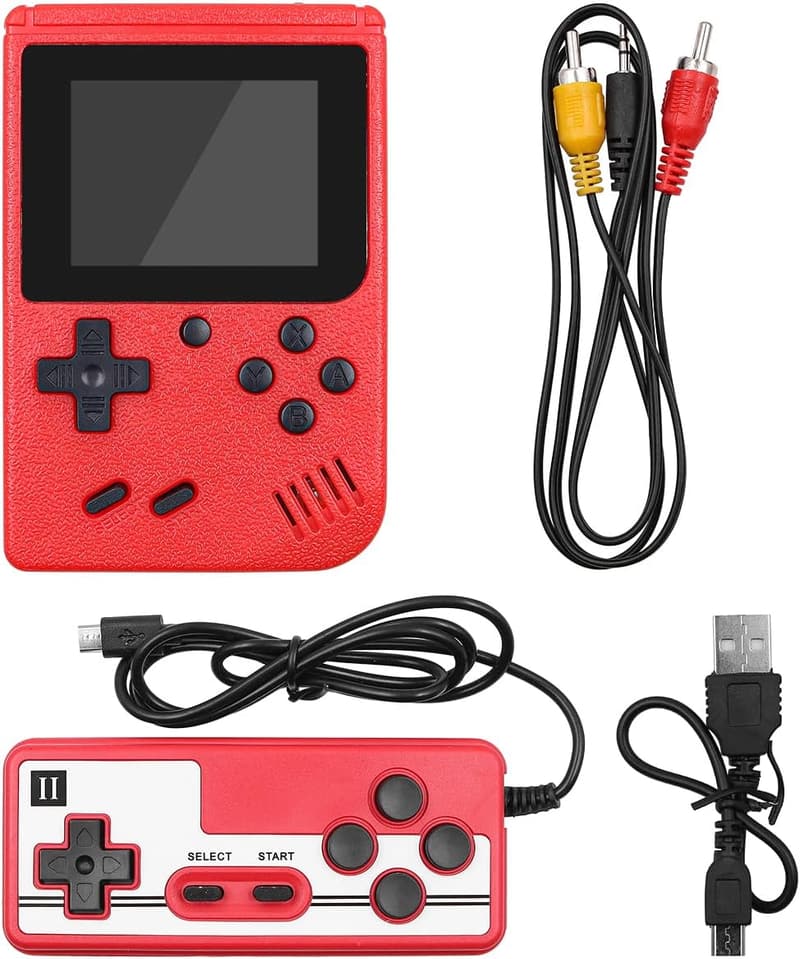 Tragbare Retro-Spielekonsole mit 400 Spielen, 3-Zoll-Farbbildschirm, rot