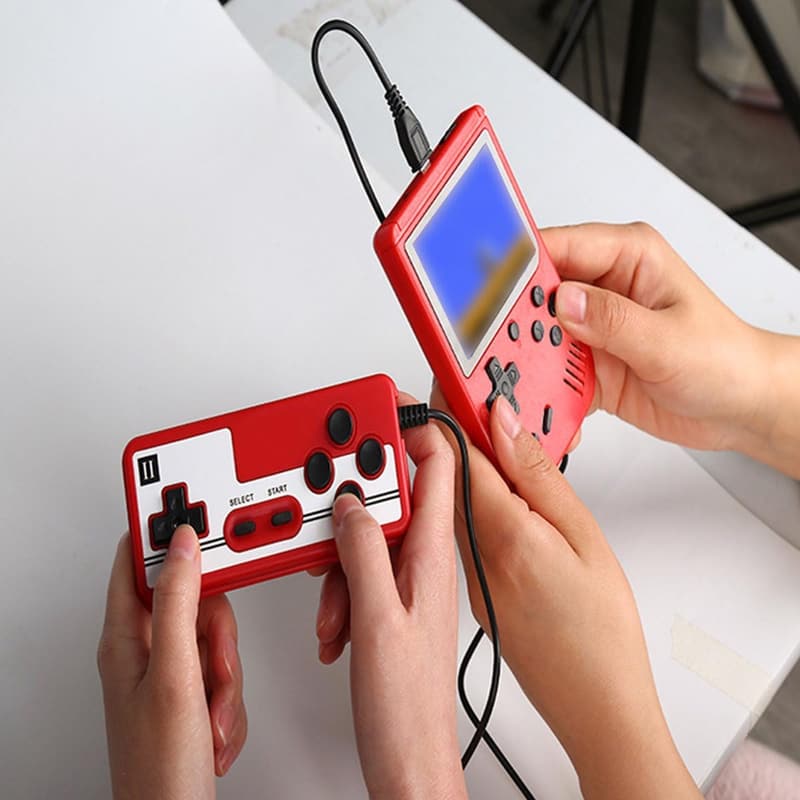 Tragbare Retro-Spielekonsole mit 400 Spielen, 3-Zoll-Farbbildschirm, rot