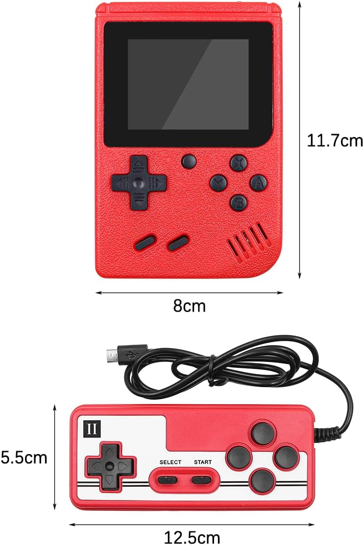 Tragbare Retro-Spielekonsole mit 400 Spielen, 3-Zoll-Farbbildschirm, rot