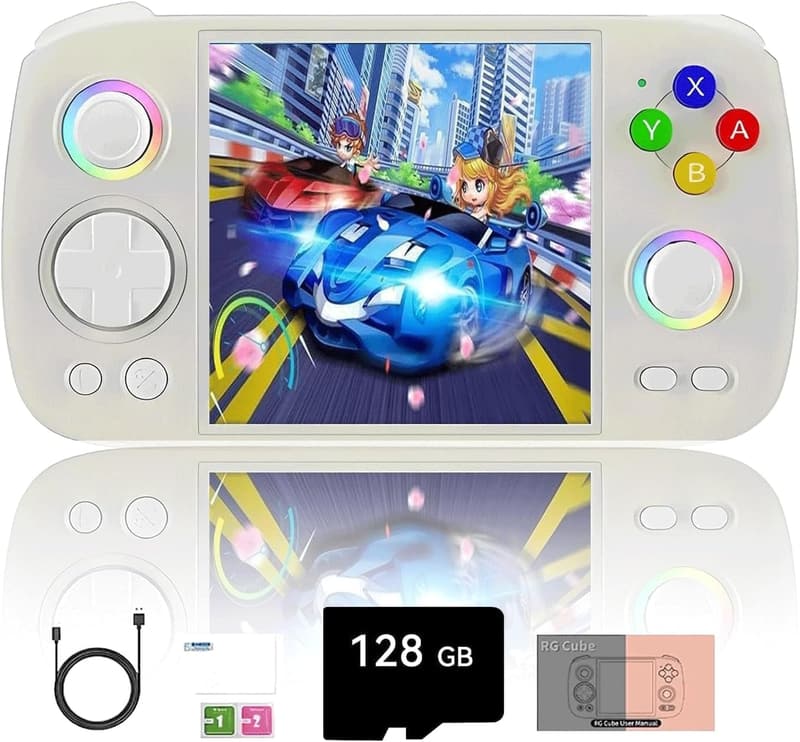 NULA RG Cube Retro Handheld-Spielkonsole mit 4000+ Spielen, RGB-Beleuchtung, 3,95 Zoll IPS-Display