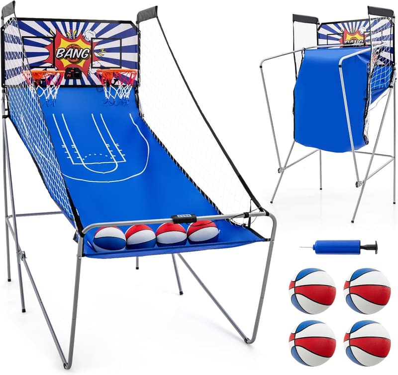 8-in-1 Basketballautomat klappbar für 2 Spieler mit 4 Bällen