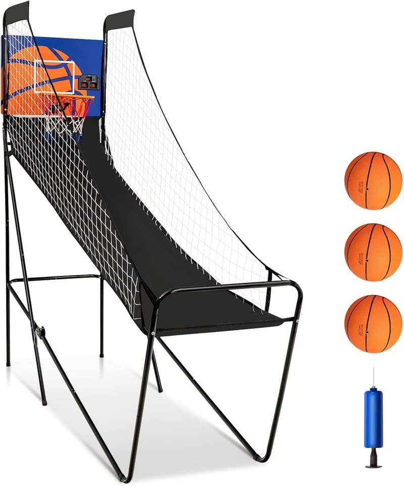 Klappbarer Basketballautomat für drinnen und draußen mit 3 Bällen & Pumpe