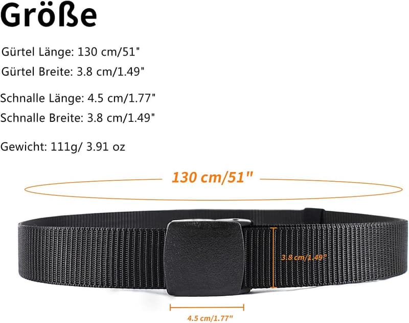 Einstellbarer Nylon Canvas Gürtel für Herren und Damen