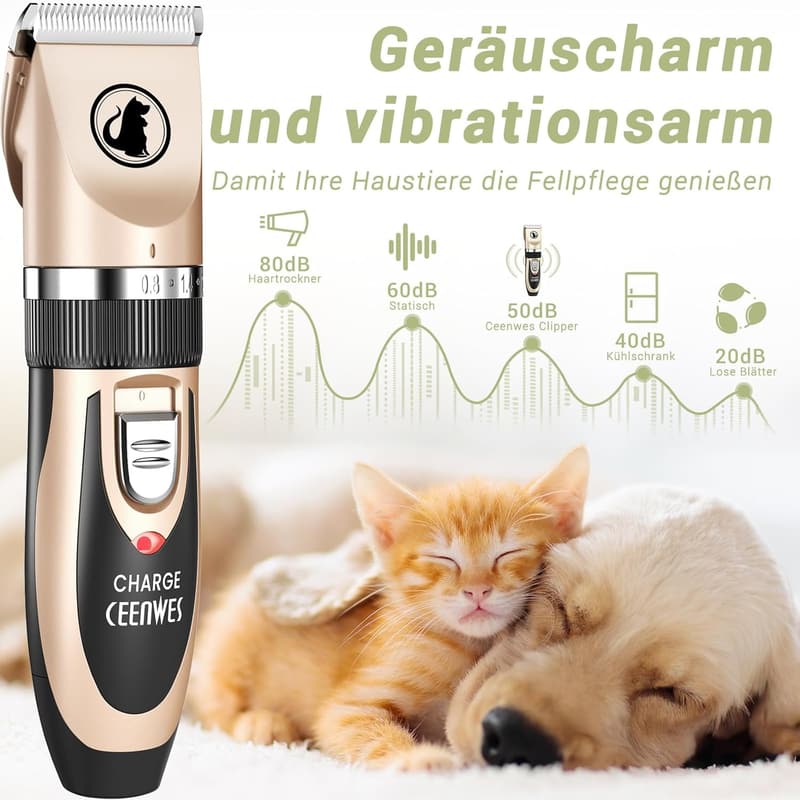 Ceenwes Leise Wiederaufladbare Hundeschermaschine Gold 1 Stück