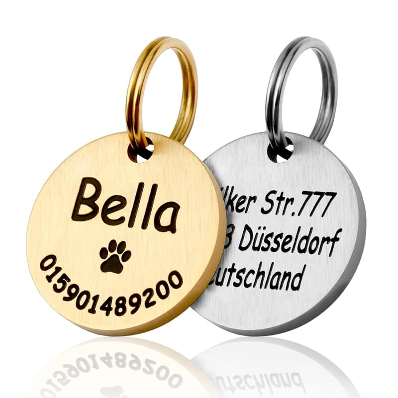 Personalisiertes Edelstahl-Hundemarke mit Gravur für Hunde