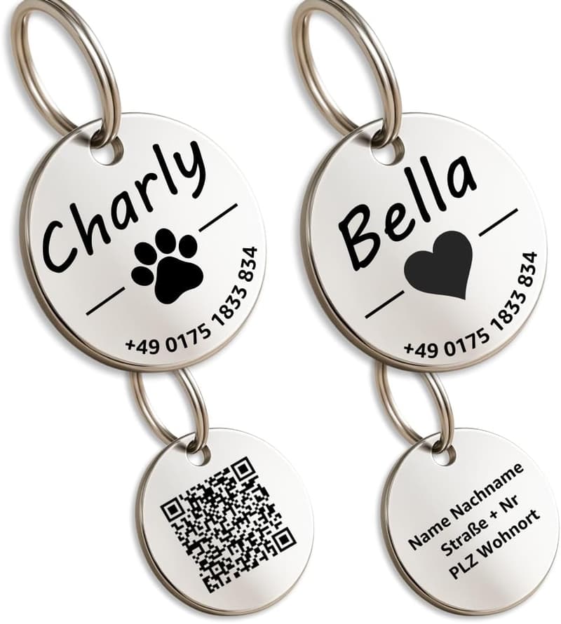 Personalisierte Edelstahl-Hundemarke mit Gravur – 23 mm, Silber