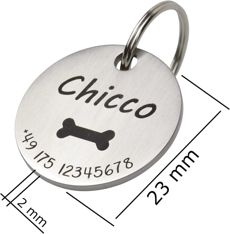 Personalisierte Hundemarke mit Gravur und Symbolauswahl - 23mm