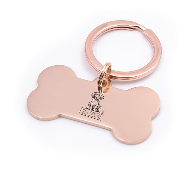 Personalisierte Edelstahl-Hundemarke mit Gravur, robust, Roségold 40x21 mm