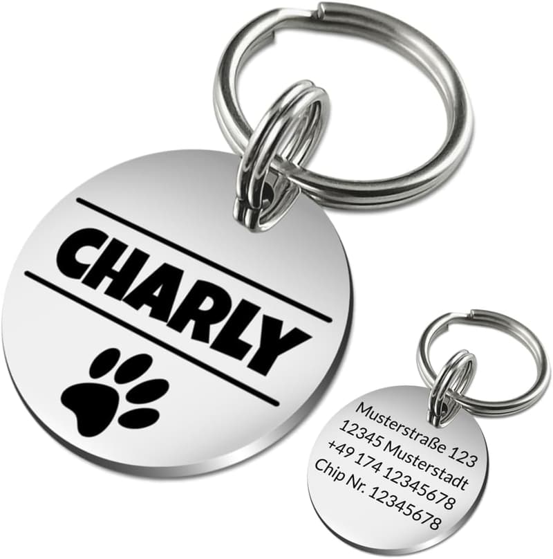 Personalisierte Edelstahl-Hundemarke mit Gravur – 25mm oder 30mm