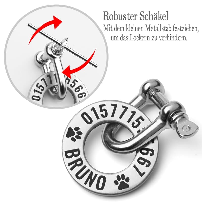 Personalisierte Hunde-ID-Marke mit Gravur und Twist-Mechanismus