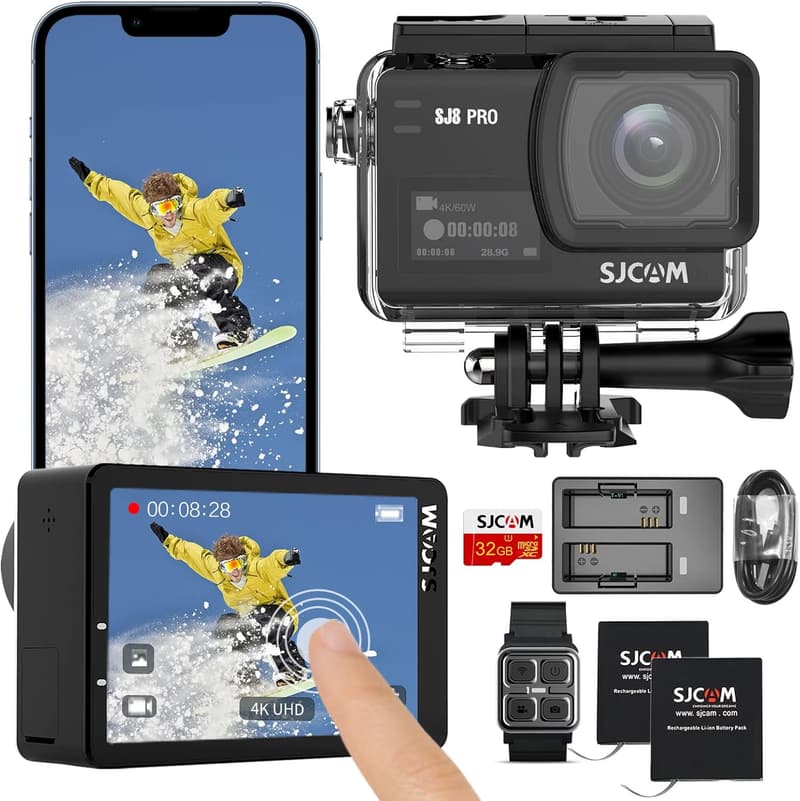 SJCAM SJ8Pro 4K Action Kamera mit 32G SD Karte, 170° FOV, wasserdicht bis 40m