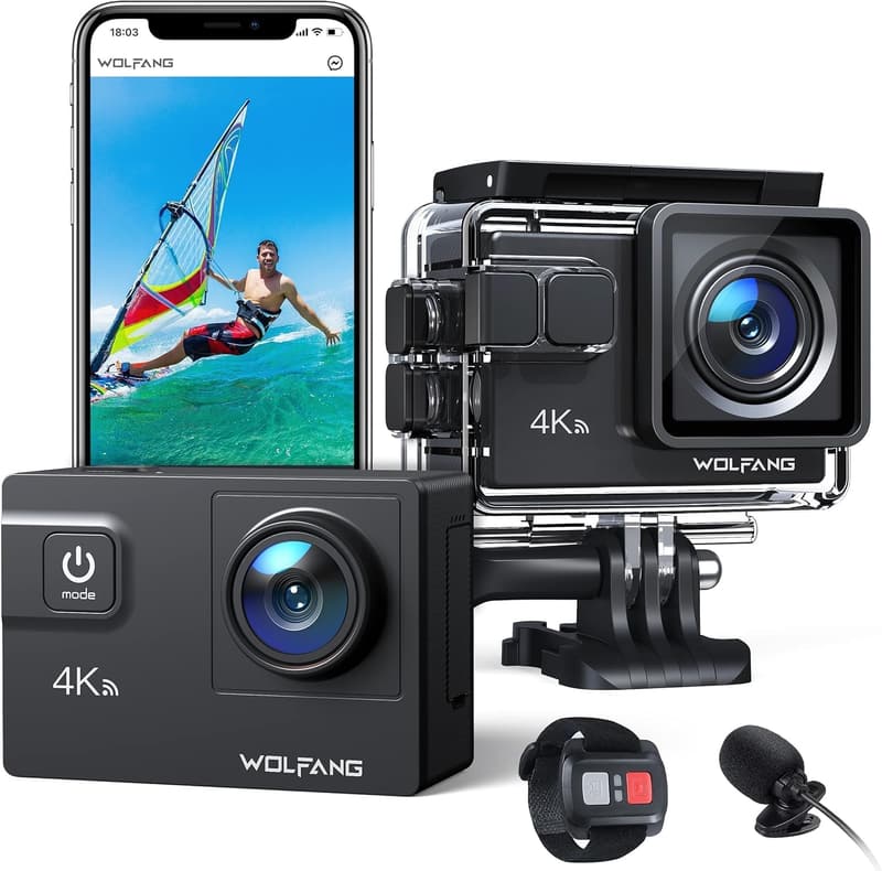 WOLFANG GA300 4K Action Cam mit WLAN, 24MP, 40m wasserdicht