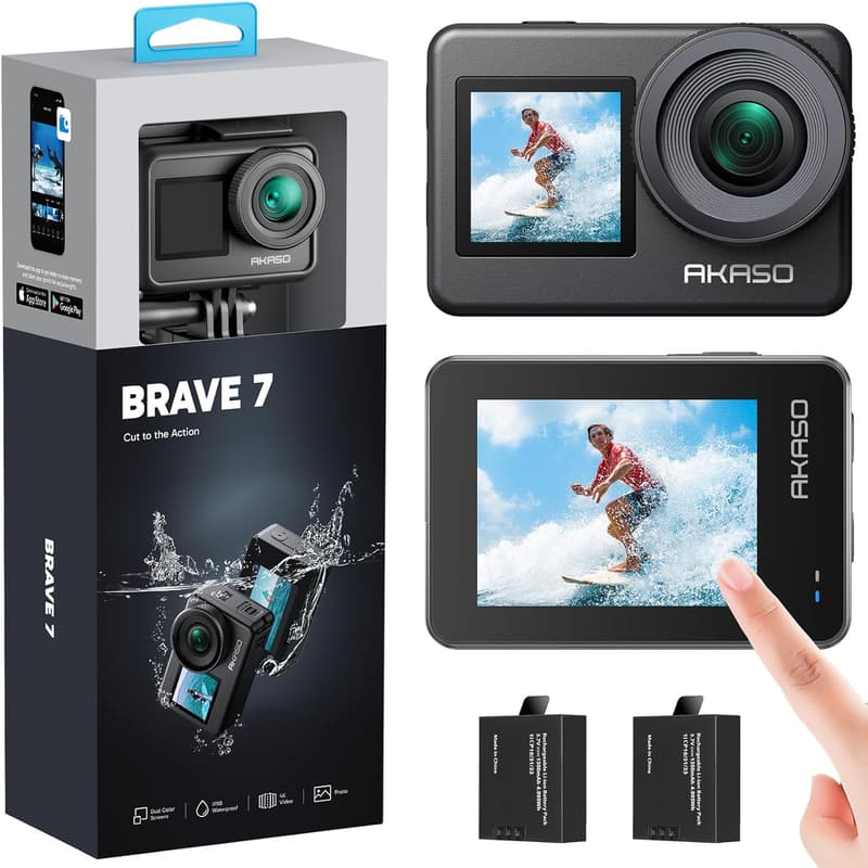 AKASO 4K Action Kamera mit Touchscreen und Sprachsteuerung, wasserdicht