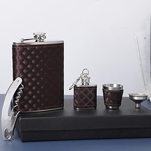 Lederflasche Geschenkset für Herren – 9oz Auslaufsicher mit Weinbecher
