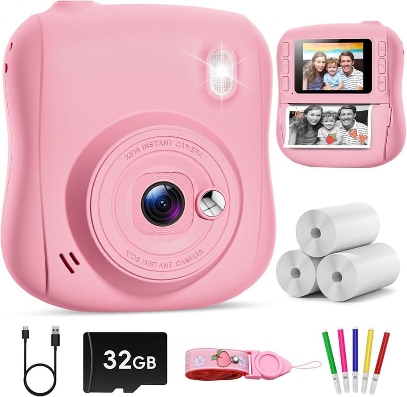 Sofortbildkamera für Kinder, 14MP, mit 32GB Karte & Druckpapier