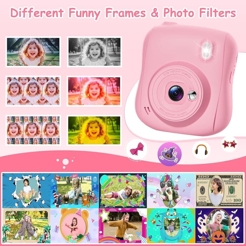 Sofortbildkamera für Kinder, 14MP, mit 32GB Karte & Druckpapier