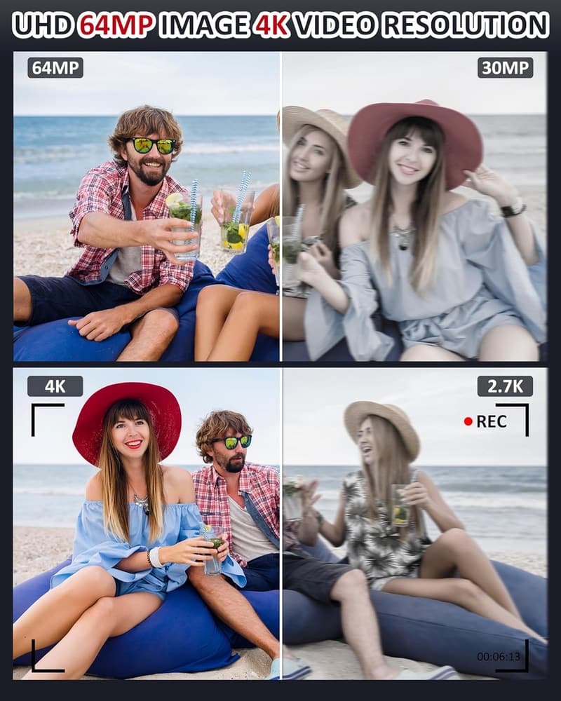 4K 64MP Digitalkamera mit 32GB SD-Karte für Kinder und Anfänger