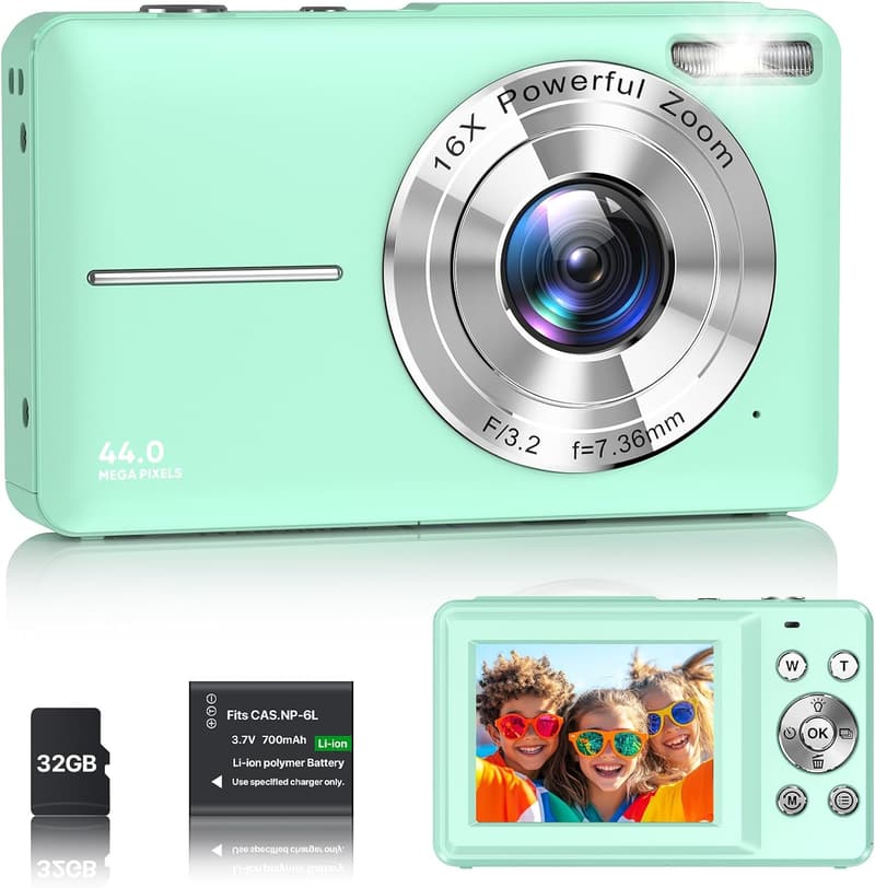 Tragbare 44MP Digitalkamera für Kinder mit 16X Zoom und 32G Speicher