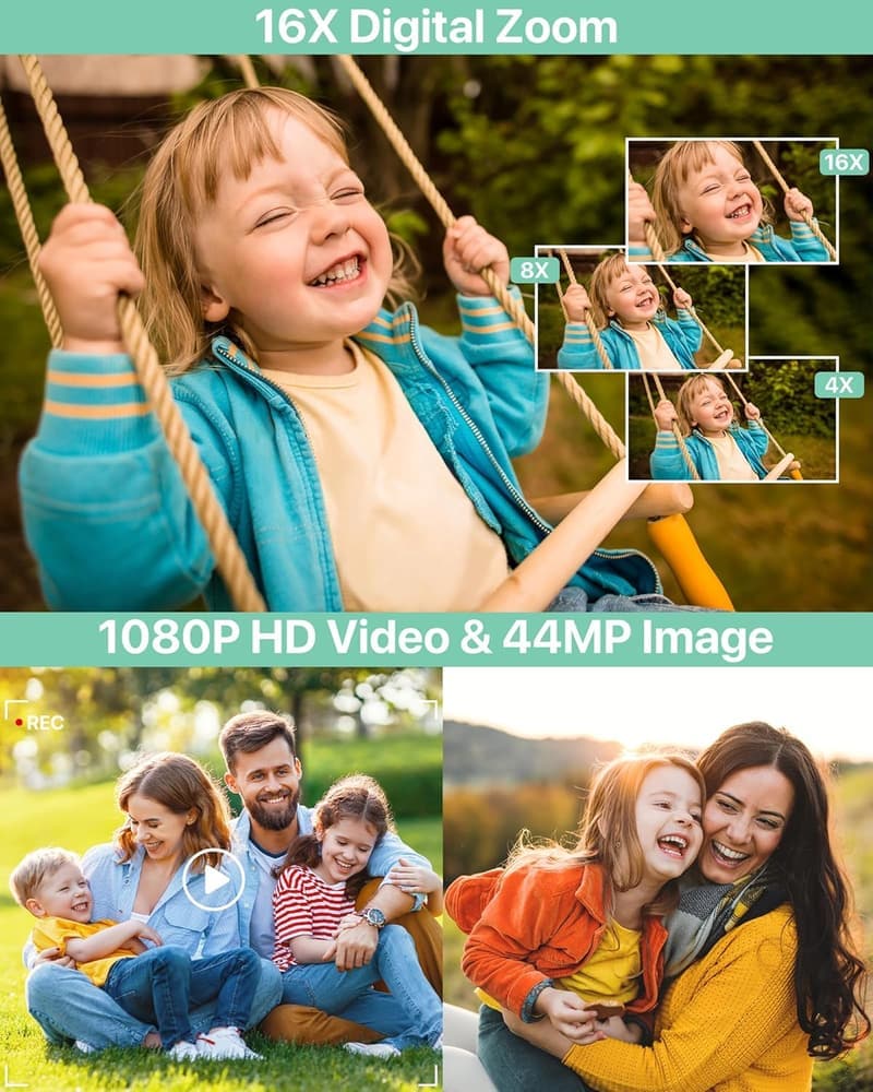 Tragbare 44MP Digitalkamera für Kinder mit 16X Zoom und 32G Speicher