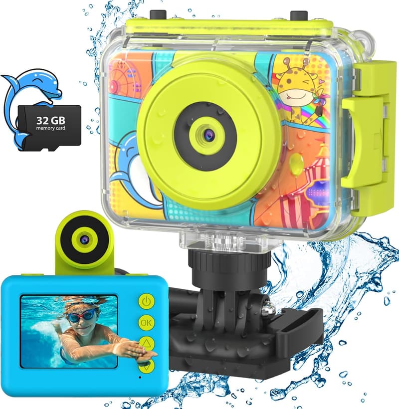 Wasserdichte 1080P HD Digitalkamera für Kinder 3-12 Jahre mit 32GB SD-Karte