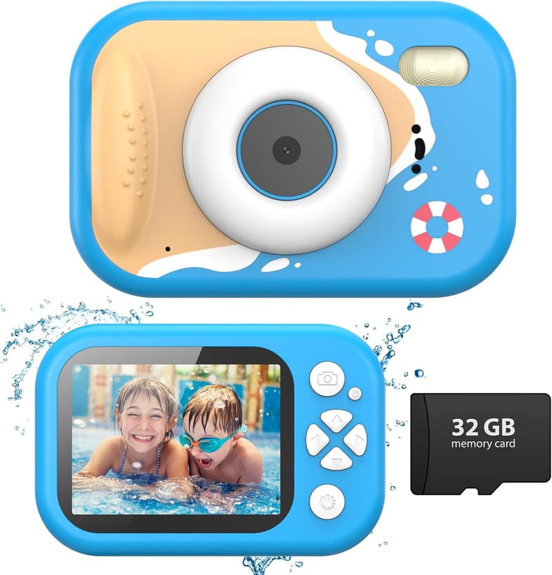 Wasserdichte Unterwasserkamera 48MP für Kinder – 1080P Video, 32GB Karte