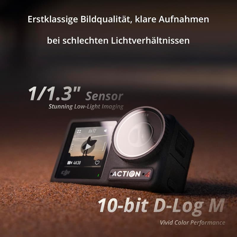 DJI Osmo Action 4 – 4K Wasserdichte Action-Kamera mit 1/1,3-Zoll-Sensor