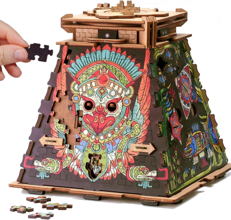 Escape Room Schatztruhe: 3D Holzpuzzle für Erwachsene