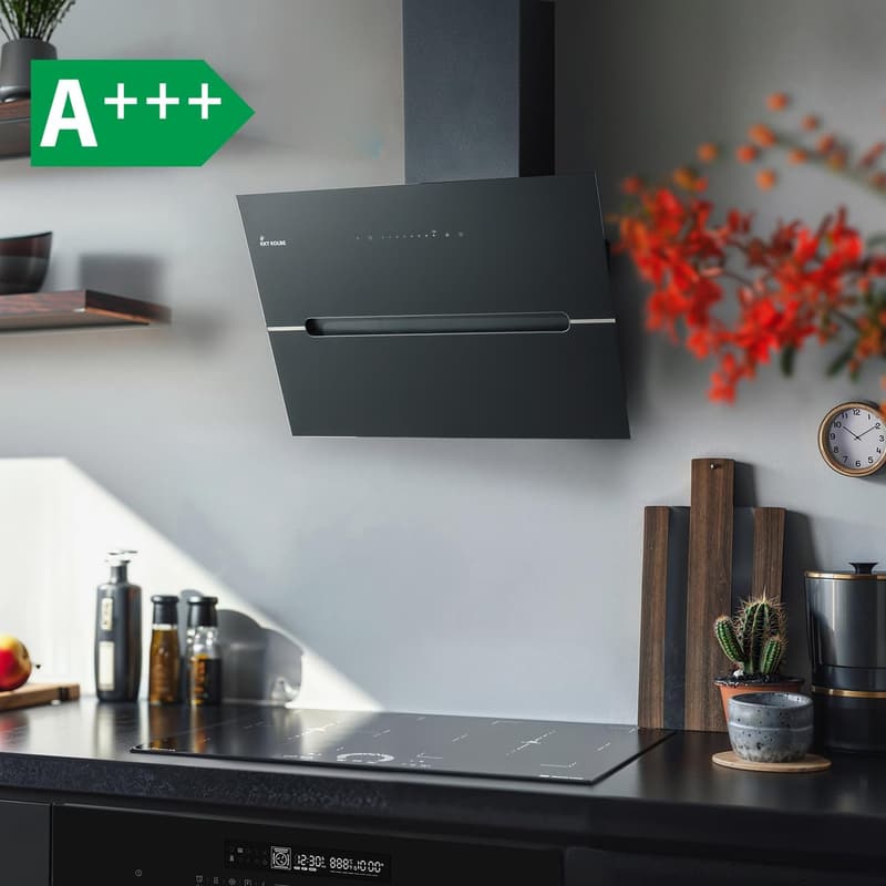 Kopffreie Dunstabzugshaube 60 cm mit Smart WiFi und RGBW-LED, Schwarz