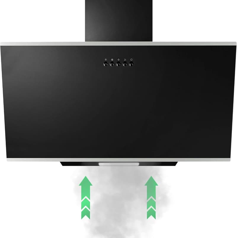 YUNA Dunstabzugshaube DUNJA 60 cm mit schwarzer Glasfront und 47W Motor