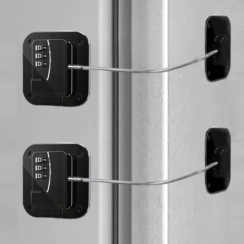 Kühlschrank Schloss Set (2 Stück) mit Code - Kindersicherung, Schwarz