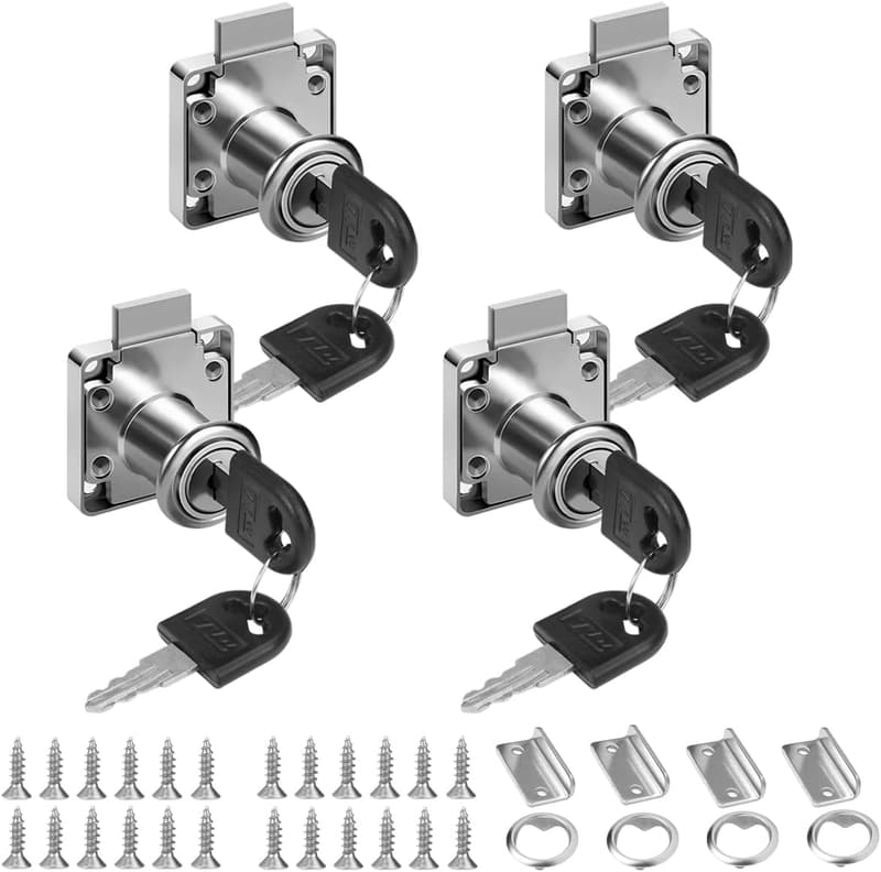 22mm Möbelschloss Set aus rostfreiem Stahl mit Schlüssel – 4 Stück für Schubladen und Schränke